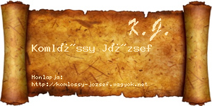 Komlóssy József névjegykártya